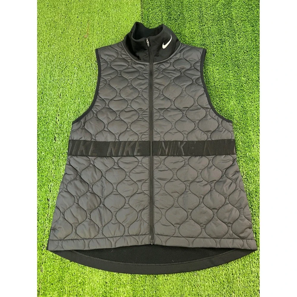 Nike AeroLayer Women Black Quilted‎ Running Vest Full Zip BV3869-010 Medium